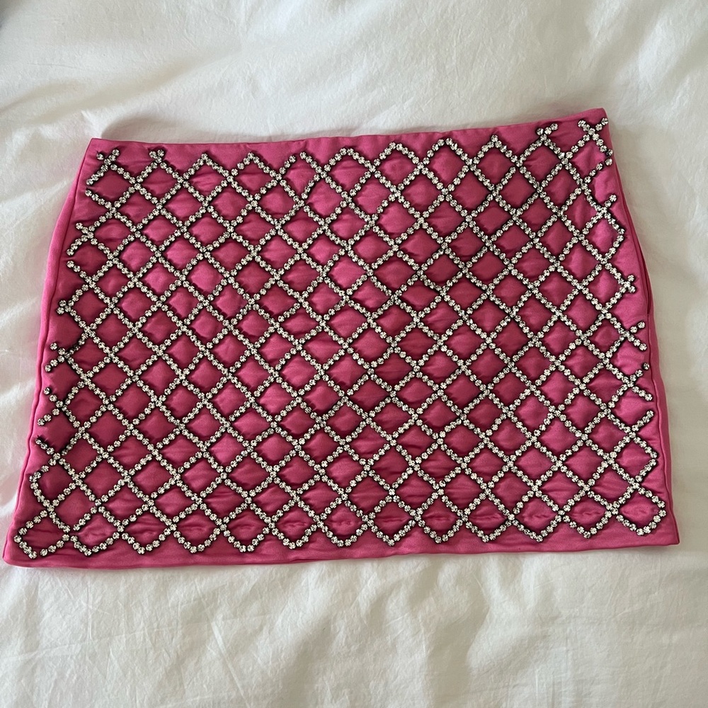 H&M Pink Mini Skirt with Beaded Design